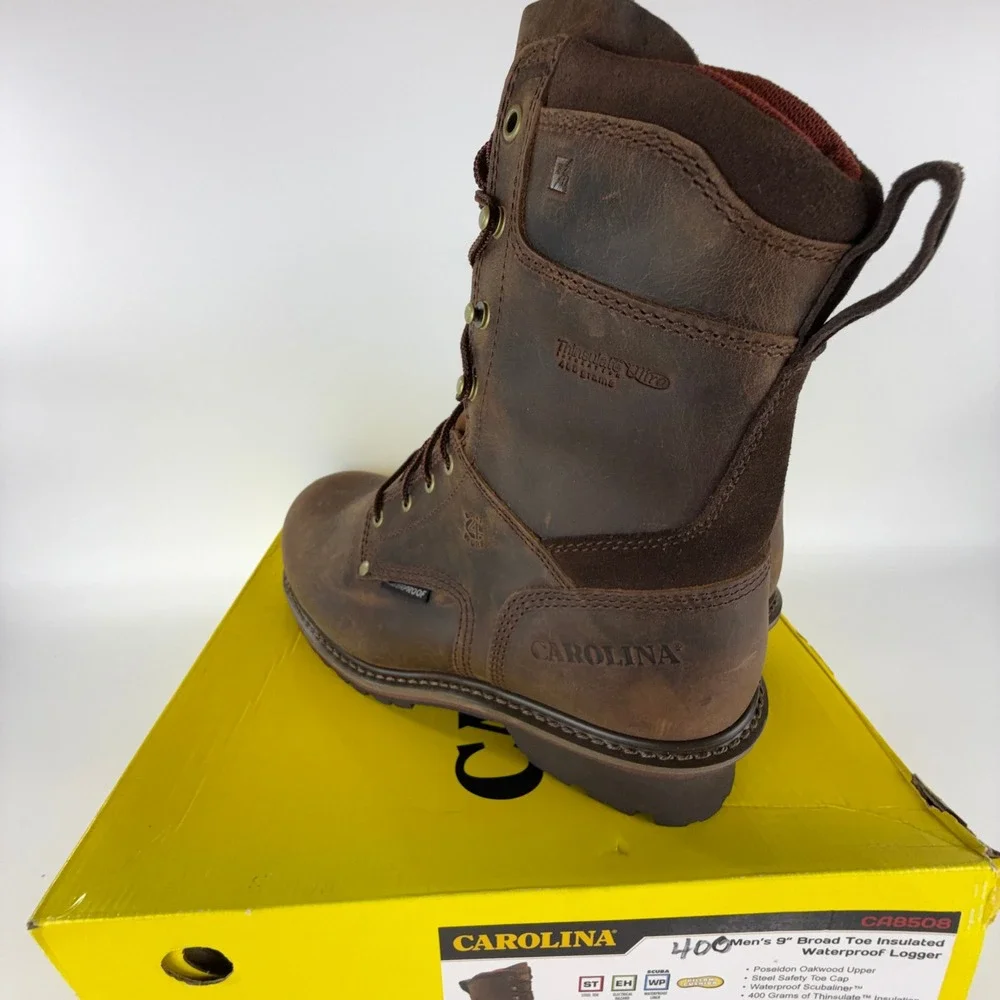 Carolina CA8508 Men 9 Inch Broad Toe Insulated‎ Waterproof Logger Boots 10 2E
